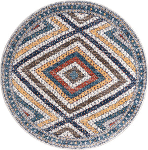 Blue 5' 3 x 5' 3 Aramis Round Area Rug Polypropylene With Cotton Backing Easy Clean Living Room Bedroom Dining Office Carpet for Sale at Rug Engine