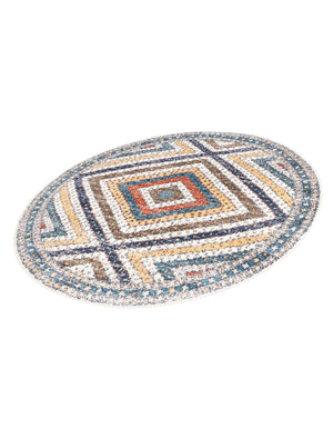 Blue 5' 3 x 5' 3 Aramis Round Area Rug Polypropylene With Cotton Backing Easy Clean Living Room Bedroom Dining Office Carpet for Sale at Rug Engine