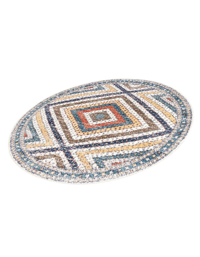Blue 5' 3 x 5' 3 Aramis Round Area Rug Polypropylene With Cotton Backing Easy Clean Living Room Bedroom Dining Office Carpet for Sale at Rug Engine