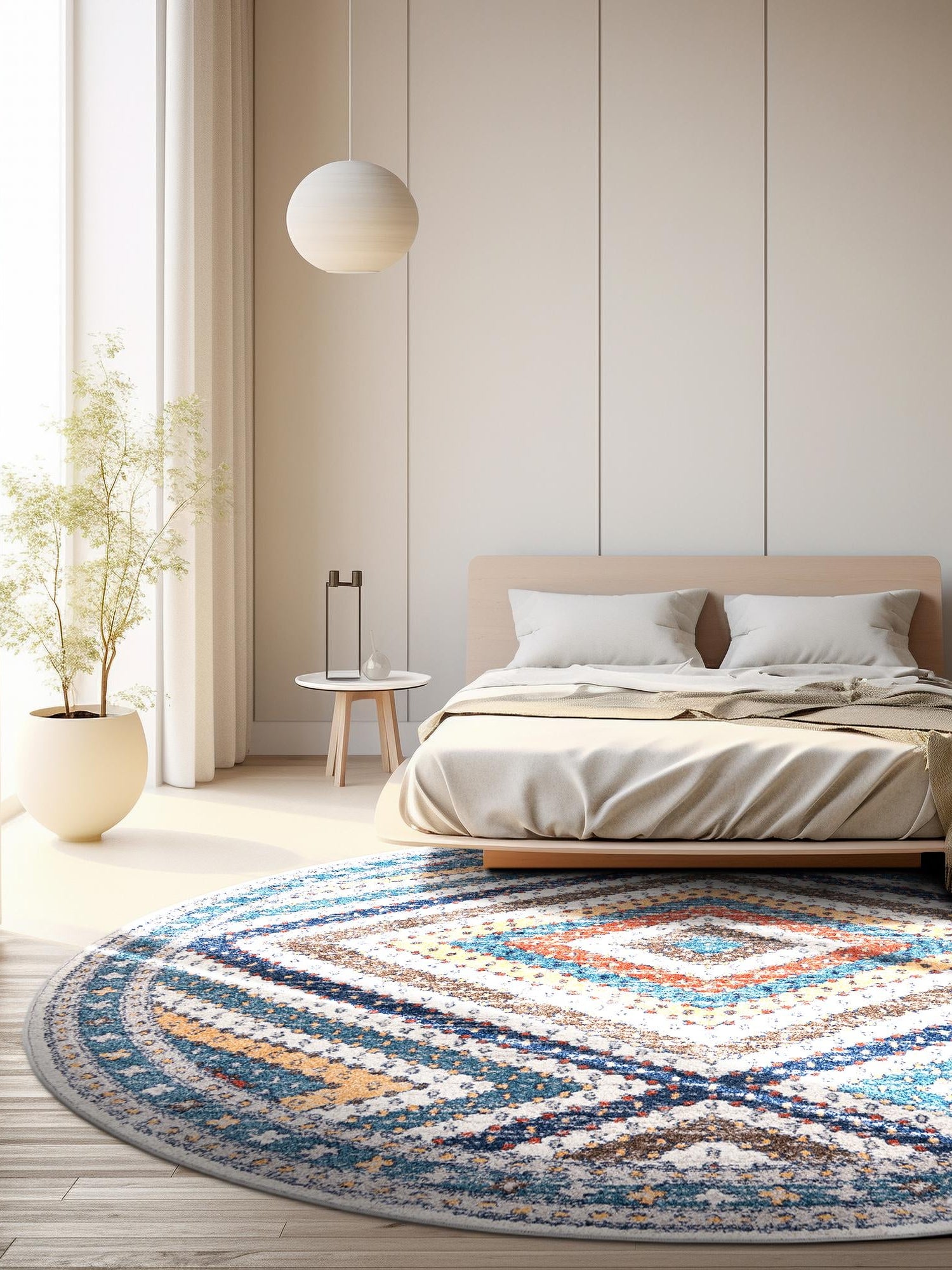 Blue 10' x 10' Aramis Round Area Rug Polypropylene With Cotton Backing Easy Clean Living Room Bedroom Dining Office Carpet for Sale at Rug Engine