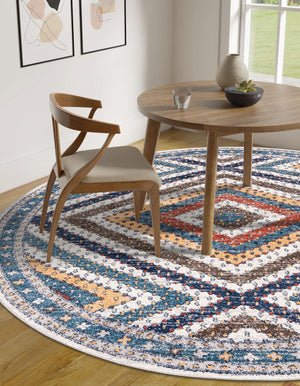 Blue 10' x 10' Aramis Round Area Rug Polypropylene With Cotton Backing Easy Clean Living Room Bedroom Dining Office Carpet for Sale at Rug Engine