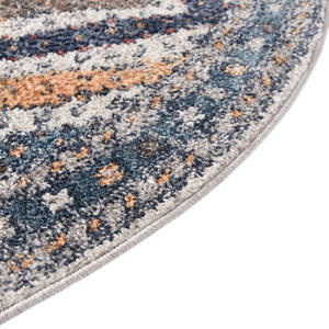 Blue 5' 3 x 5' 3 Aramis Round Area Rug Polypropylene With Cotton Backing Easy Clean Living Room Bedroom Dining Office Carpet for Sale at Rug Engine