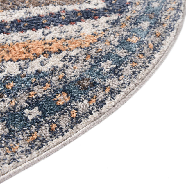 Blue 5' 3 x 5' 3 Aramis Round Area Rug Polypropylene With Cotton Backing Easy Clean Living Room Bedroom Dining Office Carpet for Sale at Rug Engine