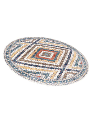 Blue 5' 3 x 5' 3 Aramis Round Area Rug Polypropylene With Cotton Backing Easy Clean Living Room Bedroom Dining Office Carpet for Sale at Rug Engine