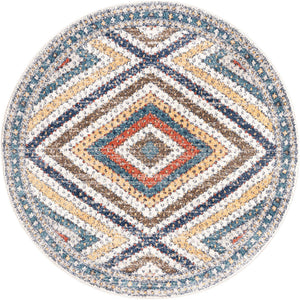 Blue 5' 3 x 5' 3 Aramis Round Area Rug Polypropylene With Cotton Backing Easy Clean Living Room Bedroom Dining Office Carpet for Sale at Rug Engine