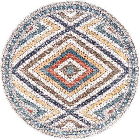 Blue 5' 3 x 5' 3 Aramis Round Area Rug Polypropylene With Cotton Backing Easy Clean Living Room Bedroom Dining Office Carpet for Sale at Rug Engine