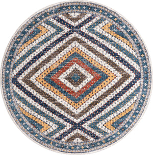 Blue 7' x 7' Aramis Round Area Rug Polypropylene With Cotton Backing Easy Clean Living Room Bedroom Dining Office Carpet for Sale at Rug Engine