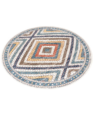 Blue 7' x 7' Aramis Round Area Rug Polypropylene With Cotton Backing Easy Clean Living Room Bedroom Dining Office Carpet for Sale at Rug Engine