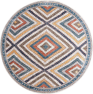 Blue 10' x 10' Aramis Round Area Rug Polypropylene With Cotton Backing Easy Clean Living Room Bedroom Dining Office Carpet for Sale at Rug Engine