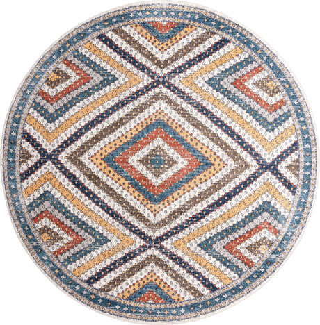 Blue 10' x 10' Aramis Round Area Rug Polypropylene With Cotton Backing Easy Clean Living Room Bedroom Dining Office Carpet for Sale at Rug Engine