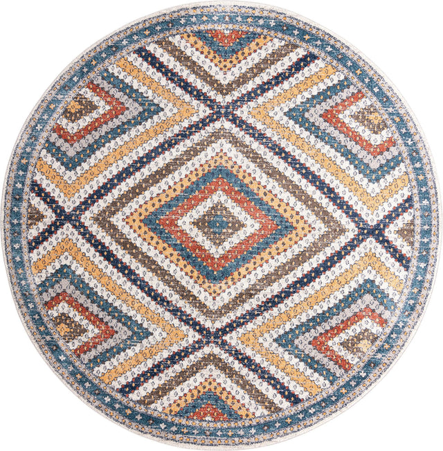 Blue 10' x 10' Aramis Round Area Rug Polypropylene With Cotton Backing Easy Clean Living Room Bedroom Dining Office Carpet for Sale at Rug Engine