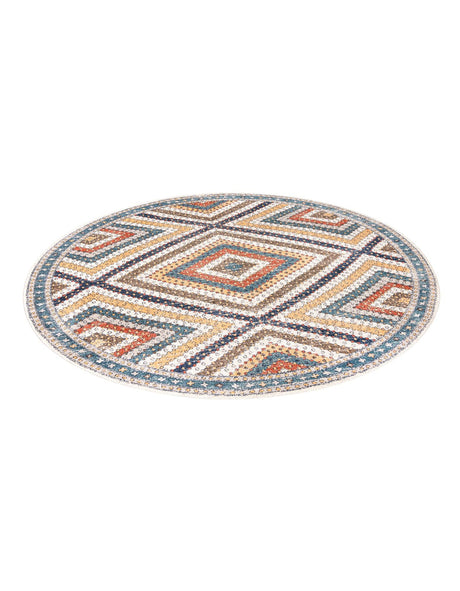 Blue 10' x 10' Aramis Round Area Rug Polypropylene With Cotton Backing Easy Clean Living Room Bedroom Dining Office Carpet for Sale at Rug Engine