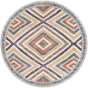 Blue 10' x 10' Aramis Round Area Rug Polypropylene With Cotton Backing Easy Clean Living Room Bedroom Dining Office Carpet for Sale at Rug Engine