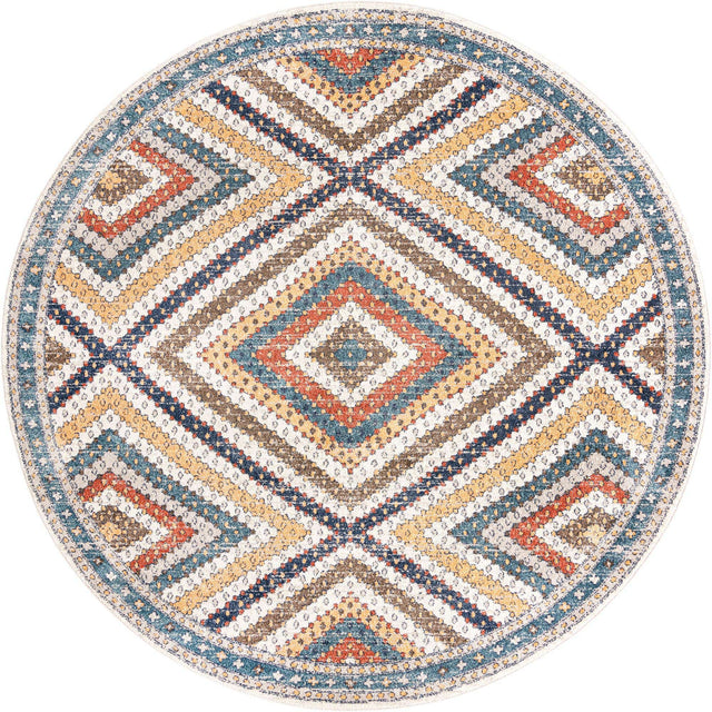 Blue 10' x 10' Aramis Round Area Rug Polypropylene With Cotton Backing Easy Clean Living Room Bedroom Dining Office Carpet for Sale at Rug Engine