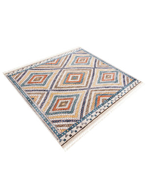 Blue 12' x 12' Aramis Square Area Rug Polypropylene With Cotton Backing Easy Clean Living Room Bedroom Dining Office Carpet for Sale at Rug Engine
