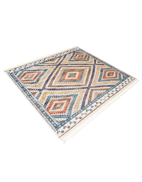 Blue 10' x 10' Aramis Square Area Rug Polypropylene With Cotton Backing Easy Clean Living Room Bedroom Dining Office Carpet for Sale at Rug Engine