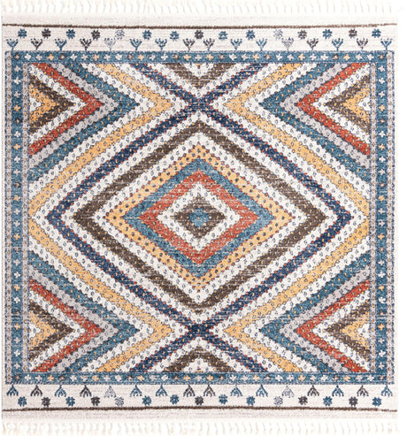 Blue 7' 10 x 7' 10 Aramis Square Area Rug Polypropylene With Cotton Backing Easy Clean Living Room Bedroom Dining Office Carpet for Sale at Rug Engine