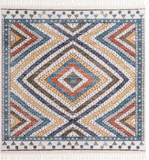 Blue 7' 10 x 7' 10 Aramis Square Area Rug Polypropylene With Cotton Backing Easy Clean Living Room Bedroom Dining Office Carpet for Sale at Rug Engine