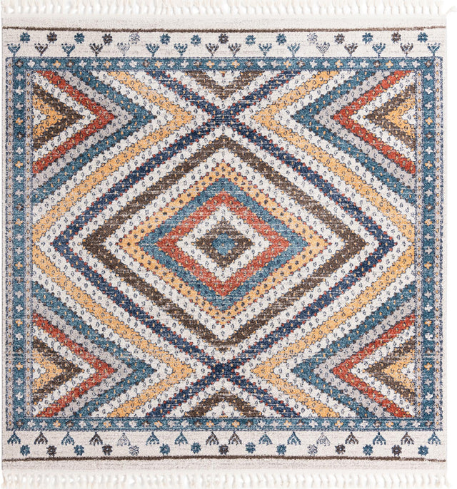 Blue 7' 10 x 7' 10 Aramis Square Area Rug Polypropylene With Cotton Backing Easy Clean Living Room Bedroom Dining Office Carpet for Sale at Rug Engine