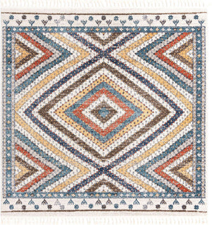 Blue 7' 10 x 7' 10 Aramis Square Area Rug Polypropylene With Cotton Backing Easy Clean Living Room Bedroom Dining Office Carpet for Sale at Rug Engine