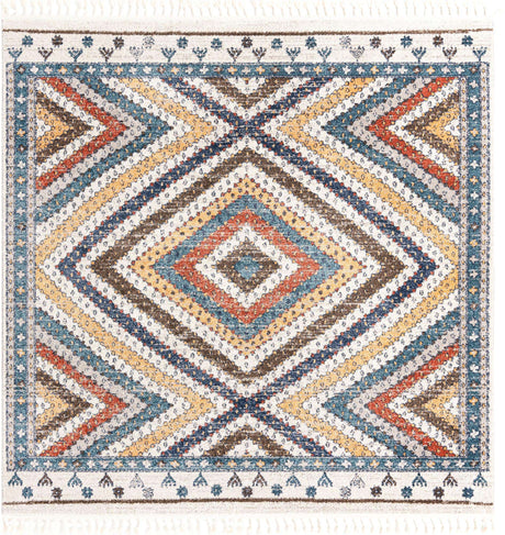 Blue 7' 10 x 7' 10 Aramis Square Area Rug Polypropylene With Cotton Backing Easy Clean Living Room Bedroom Dining Office Carpet for Sale at Rug Engine