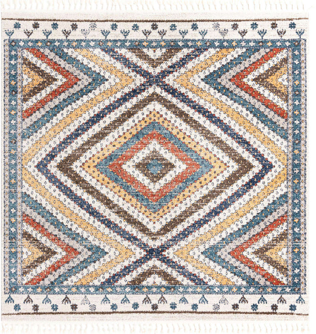 Blue 7' 10 x 7' 10 Aramis Square Area Rug Polypropylene With Cotton Backing Easy Clean Living Room Bedroom Dining Office Carpet for Sale at Rug Engine
