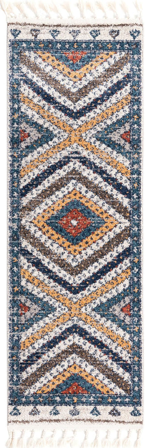 Blue 2' x 6' Aramis Runner Area Rug Polypropylene With Cotton Backing Easy Clean Living Room Bedroom Dining Office Carpet for Sale at Rug Engine