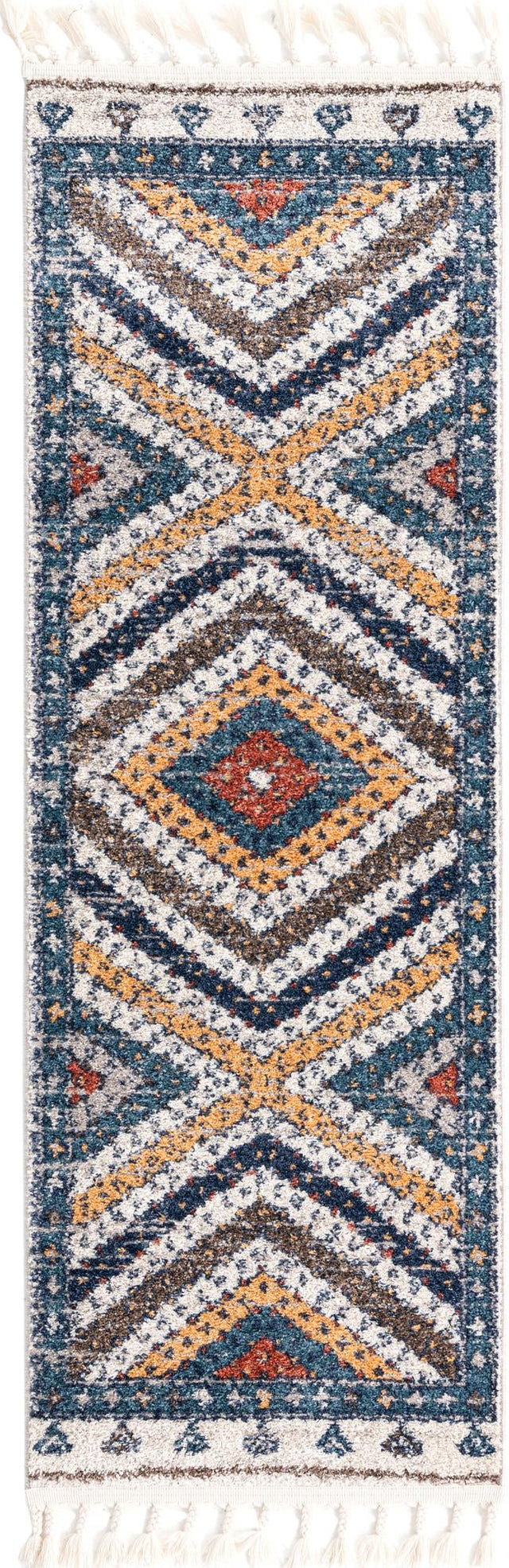 Blue 2' x 6' Aramis Runner Area Rug Polypropylene With Cotton Backing Easy Clean Living Room Bedroom Dining Office Carpet for Sale at Rug Engine