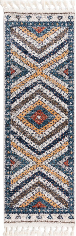 Blue 2' x 6' Aramis Runner Area Rug Polypropylene With Cotton Backing Easy Clean Living Room Bedroom Dining Office Carpet for Sale at Rug Engine