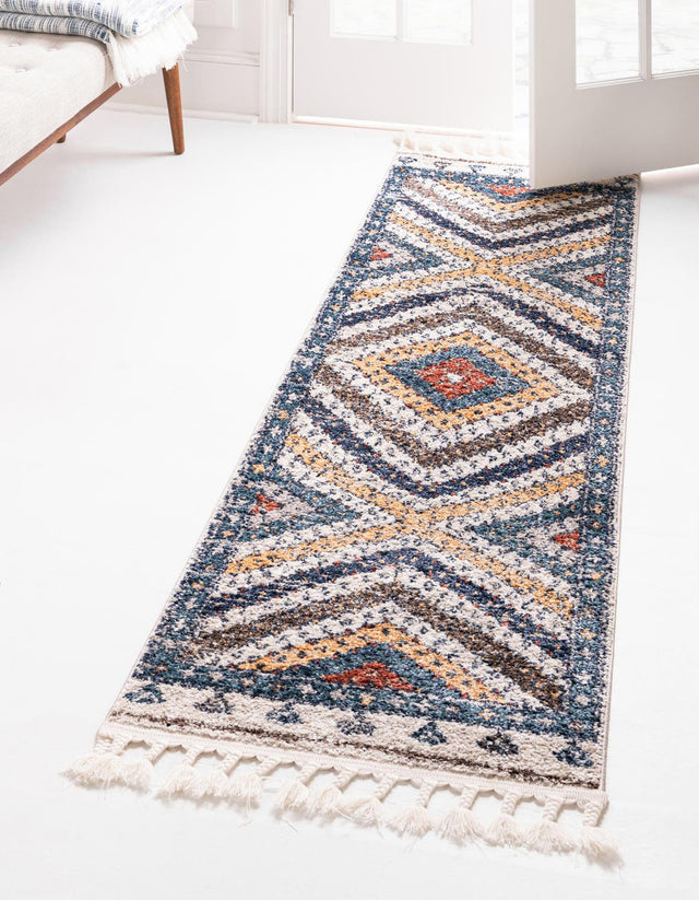 Blue 2' 7 x 13' Aramis Runner Area Rug Polypropylene With Cotton Backing Easy Clean Living Room Bedroom Dining Office Carpet for Sale at Rug Engine