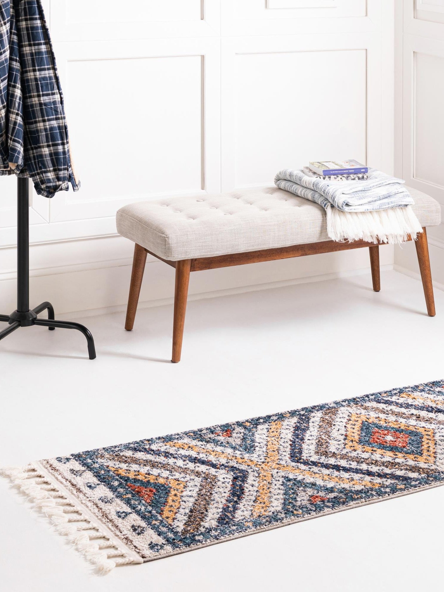Blue 2' x 6' Aramis Runner Area Rug Polypropylene With Cotton Backing Easy Clean Living Room Bedroom Dining Office Carpet for Sale at Rug Engine
