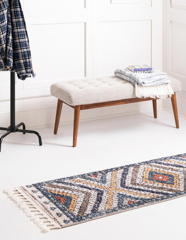 Blue 2' x 6' Aramis Runner Area Rug Polypropylene With Cotton Backing Easy Clean Living Room Bedroom Dining Office Carpet for Sale at Rug Engine