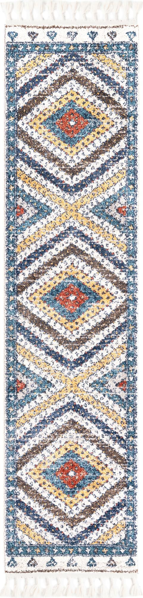 Blue 2' x 8' Aramis Runner Area Rug Polypropylene With Cotton Backing Easy Clean Living Room Bedroom Dining Office Carpet for Sale at Rug Engine