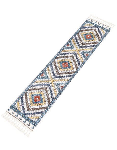Blue 2' x 8' Aramis Runner Area Rug Polypropylene With Cotton Backing Easy Clean Living Room Bedroom Dining Office Carpet for Sale at Rug Engine