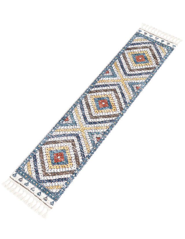 Blue 2' x 8' Aramis Runner Area Rug Polypropylene With Cotton Backing Easy Clean Living Room Bedroom Dining Office Carpet for Sale at Rug Engine