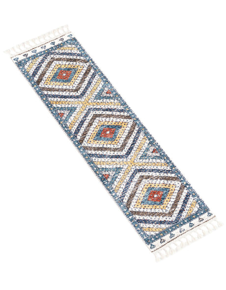 Blue 2' x 8' Aramis Runner Area Rug Polypropylene With Cotton Backing Easy Clean Living Room Bedroom Dining Office Carpet for Sale at Rug Engine