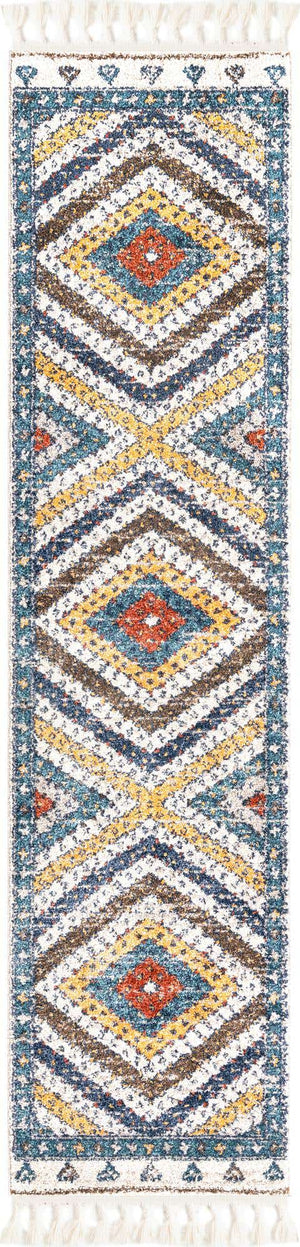 Blue 2' x 8' Aramis Runner Area Rug Polypropylene With Cotton Backing Easy Clean Living Room Bedroom Dining Office Carpet for Sale at Rug Engine
