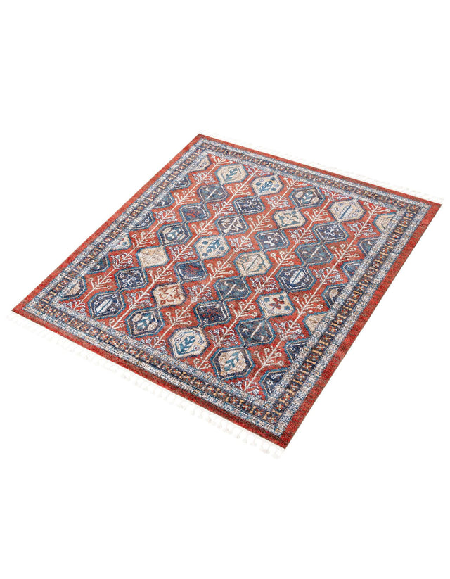 Rust Red 7' 10 x 10' Aramis Rectangle Area Rug Polypropylene With Cotton Backing Easy Clean Living Room Bedroom Dining Office Carpet for Sale at Rug Engine