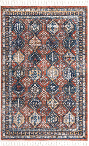 Rust Red 5' 3 x 8' Aramis Rectangle Area Rug Polypropylene With Cotton Backing Easy Clean Living Room Bedroom Dining Office Carpet for Sale at Rug Engine