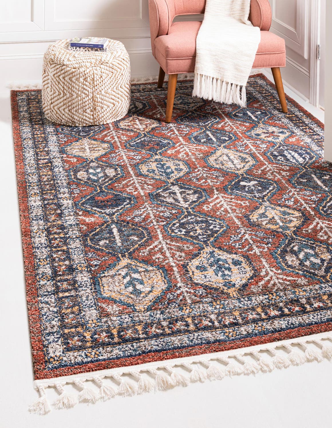 Rust Red 4' x 6' Aramis Rectangle Area Rug Polypropylene With Cotton Backing Easy Clean Living Room Bedroom Dining Office Carpet for Sale at Rug Engine