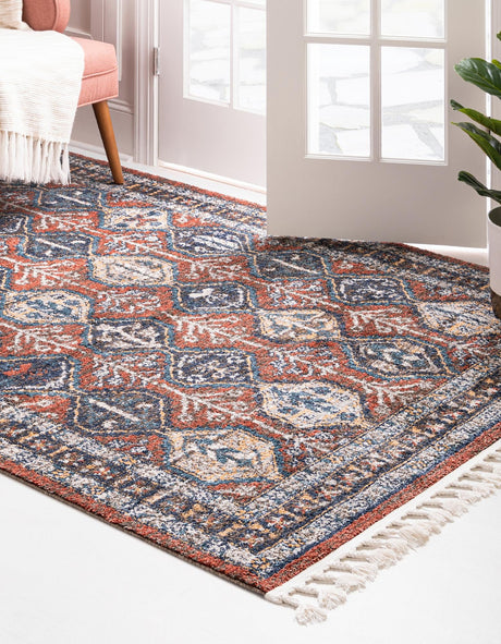Rust Red 5' 3 x 8' Aramis Rectangle Area Rug Polypropylene With Cotton Backing Easy Clean Living Room Bedroom Dining Office Carpet for Sale at Rug Engine