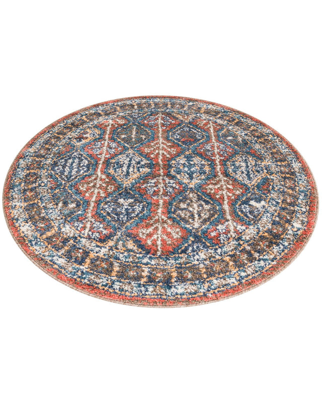 Rust Red 3' 3 x 3' 3 Aramis Round Area Rug Polypropylene With Cotton Backing Easy Clean Living Room Bedroom Dining Office Carpet for Sale at Rug Engine
