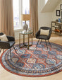 Rust Red 5' 3 x 5' 3 Aramis Round Area Rug Polypropylene With Cotton Backing Easy Clean Living Room Bedroom Dining Office Carpet for Sale at Rug Engine