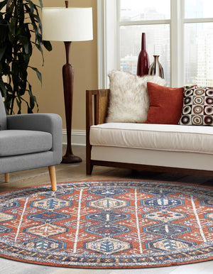 Rust Red 10' x 10' Aramis Round Area Rug Polypropylene With Cotton Backing Easy Clean Living Room Bedroom Dining Office Carpet for Sale at Rug Engine