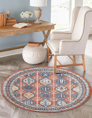 Rust Red 10' x 10' Aramis Round Area Rug Polypropylene With Cotton Backing Easy Clean Living Room Bedroom Dining Office Carpet for Sale at Rug Engine