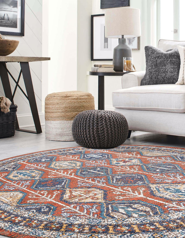 Rust Red 10' x 10' Aramis Round Area Rug Polypropylene With Cotton Backing Easy Clean Living Room Bedroom Dining Office Carpet for Sale at Rug Engine