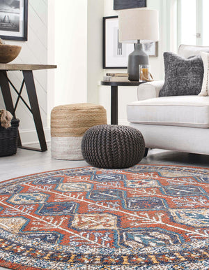 Rust Red 3' 3 x 3' 3 Aramis Round Area Rug Polypropylene With Cotton Backing Easy Clean Living Room Bedroom Dining Office Carpet for Sale at Rug Engine