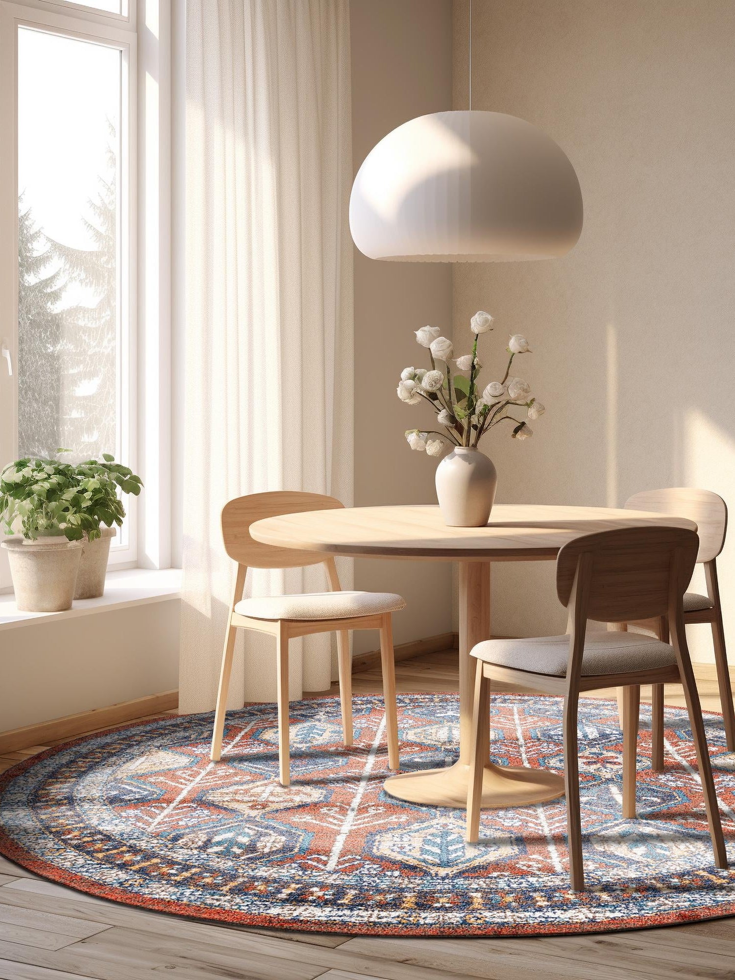 Rust Red 3' 3 x 3' 3 Aramis Round Area Rug Polypropylene With Cotton Backing Easy Clean Living Room Bedroom Dining Office Carpet for Sale at Rug Engine