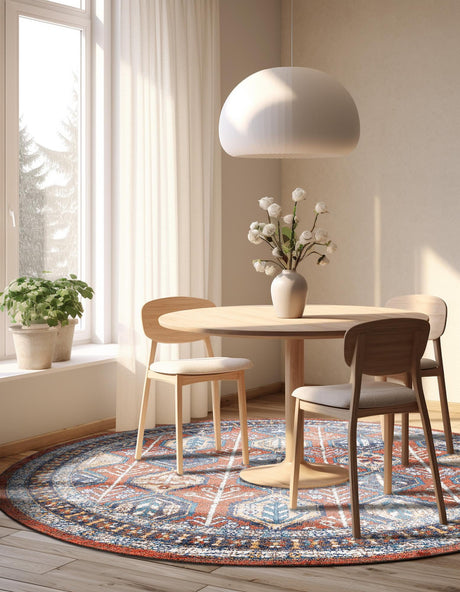 Rust Red 3' 3 x 3' 3 Aramis Round Area Rug Polypropylene With Cotton Backing Easy Clean Living Room Bedroom Dining Office Carpet for Sale at Rug Engine