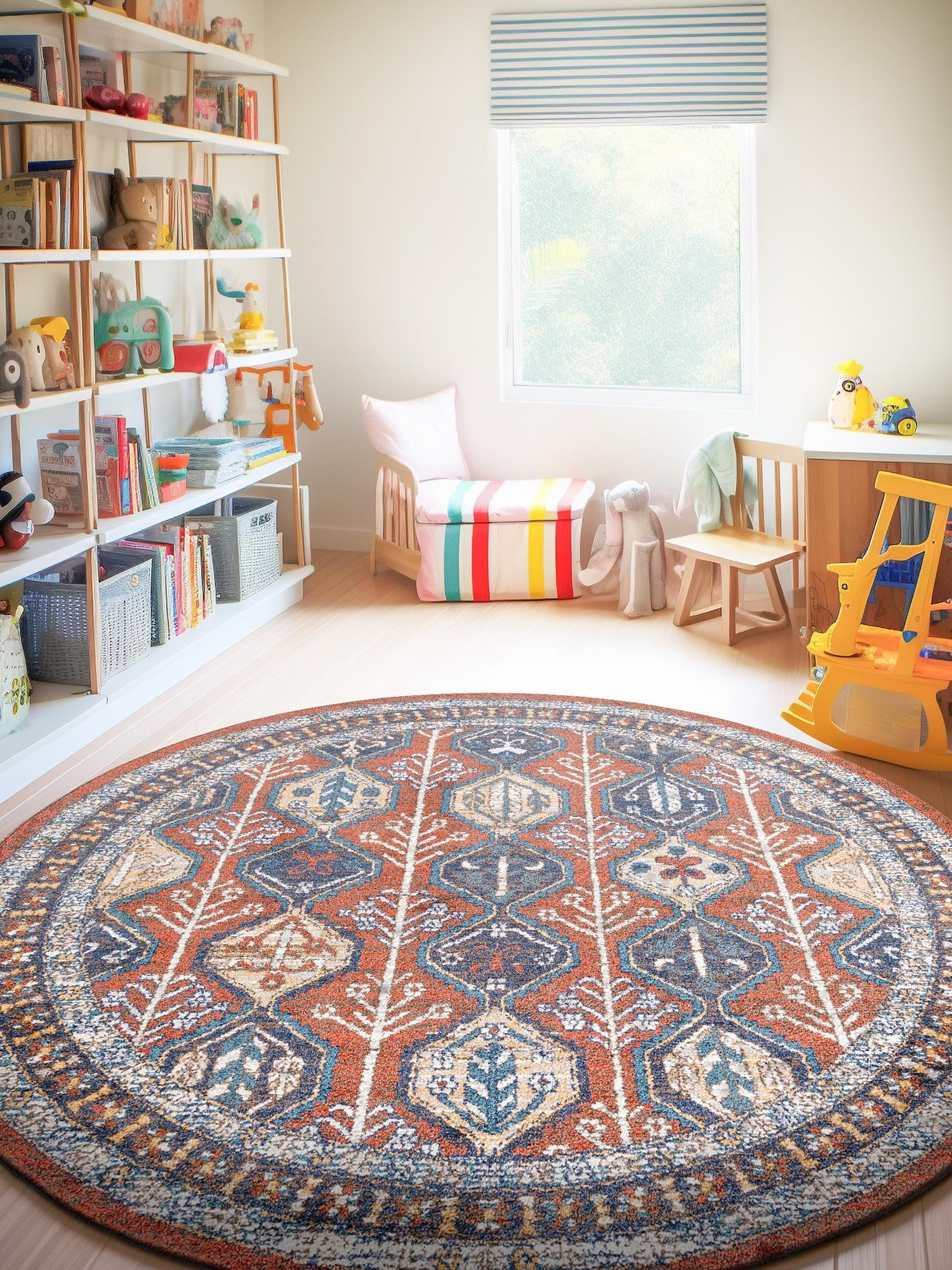 Rust Red 3' 3 x 3' 3 Aramis Round Area Rug Polypropylene With Cotton Backing Easy Clean Living Room Bedroom Dining Office Carpet for Sale at Rug Engine